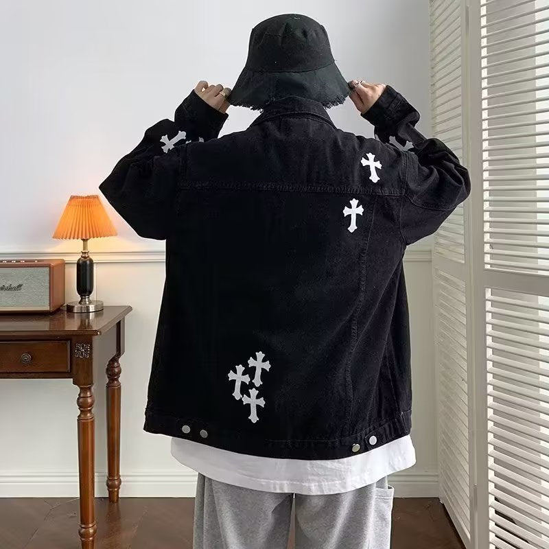 Black Denim Jacket Spring and Autumn New Port Style.