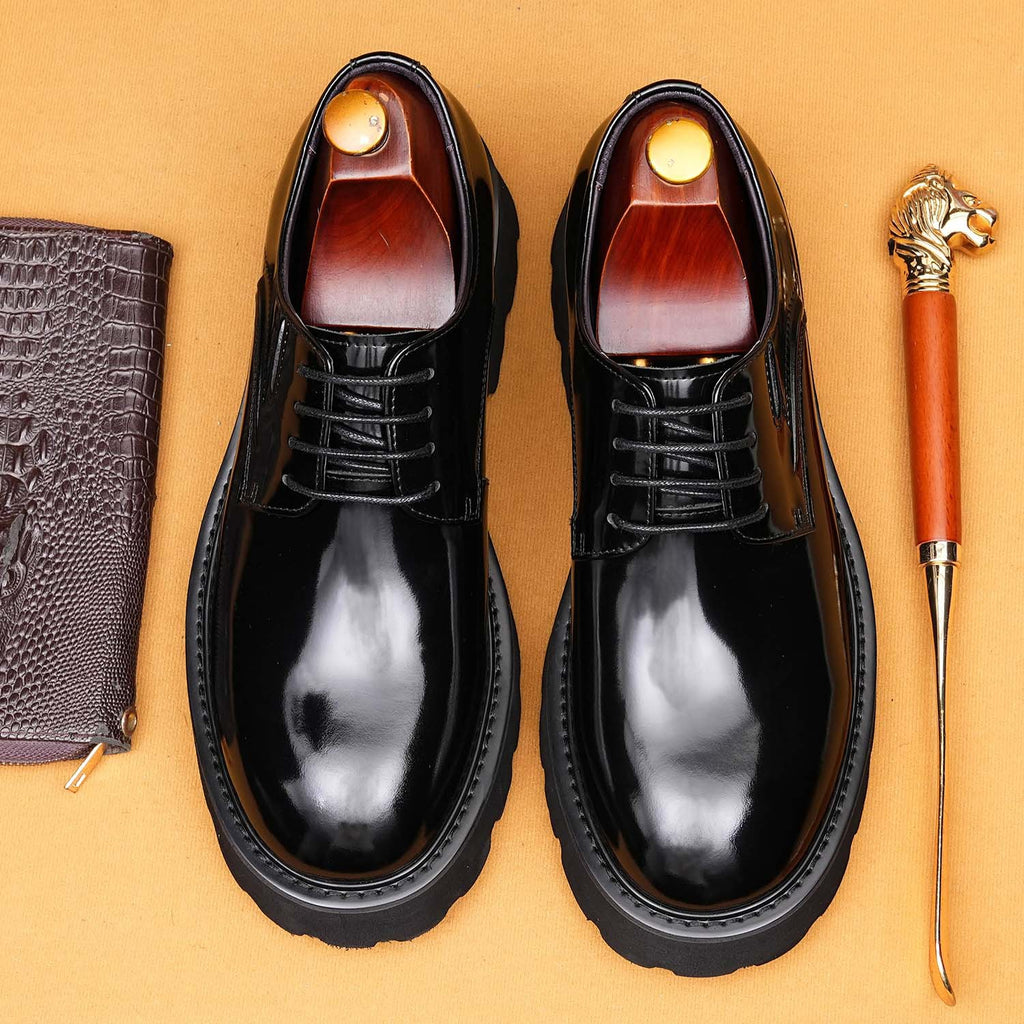 British Style 2026 New Model, Business Casual Genuine Leather, High-End Glossy Finish.
