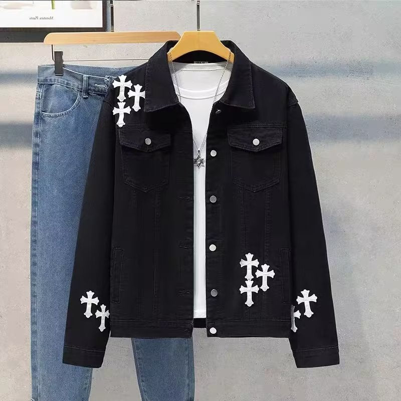 Black Denim Jacket Spring and Autumn New Port Style.