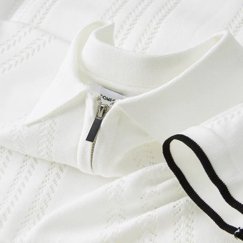 Polo Shirt Lapel Short-Sleeved Knitwear Men's Summer Ice Silk Stripesd Color Matching