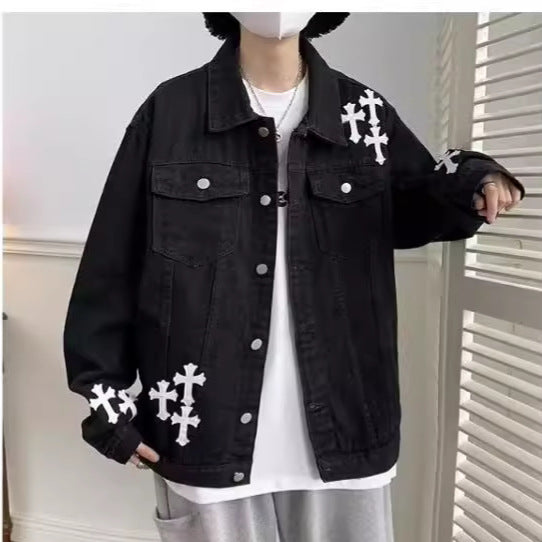 Black Denim Jacket Spring and Autumn New Port Style.