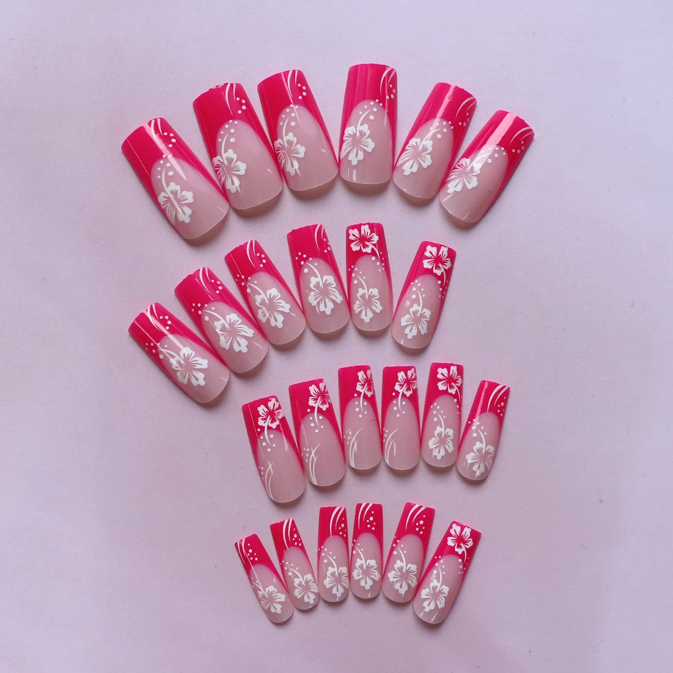 24PCS Rose Red Nail Press, Medium Size Square Pink Fake Nail Press, Fully Covered Acrylic
