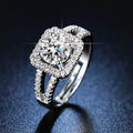 Sterling silver classic Crystal square Rings