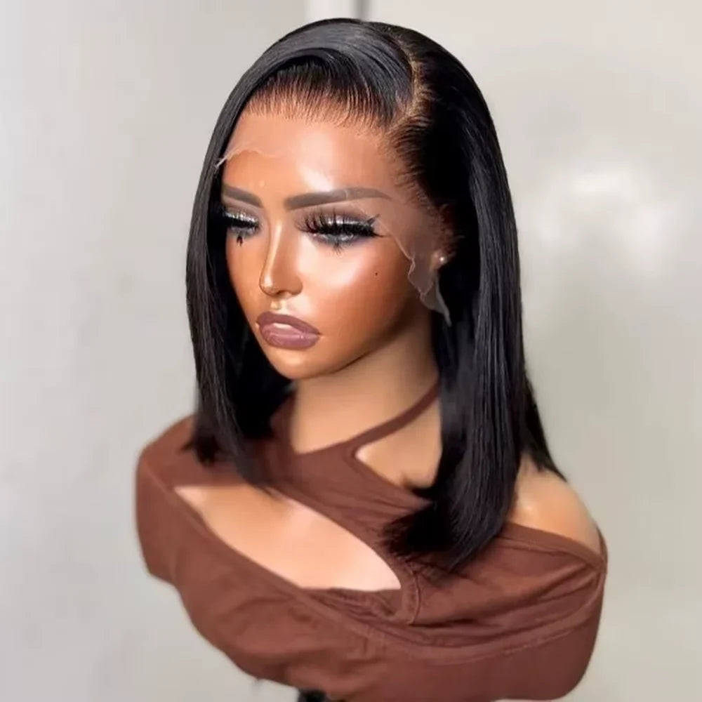 13x4 Bone Straight Short Bob Lace Front Human Hair Wigs Lace Frontal Wig Brazilian 100% Human Hair 200 Density 16 Inch colorful