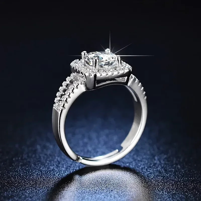 Sterling silver classic Crystal square Rings