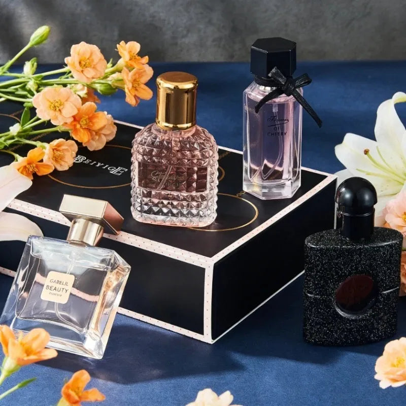 105ML Womens Perfume Gift Set 4 Fresh Floral Woody Long Lasting Fragrances Elegant Smooth Luxurious Collection Ideal for Travel